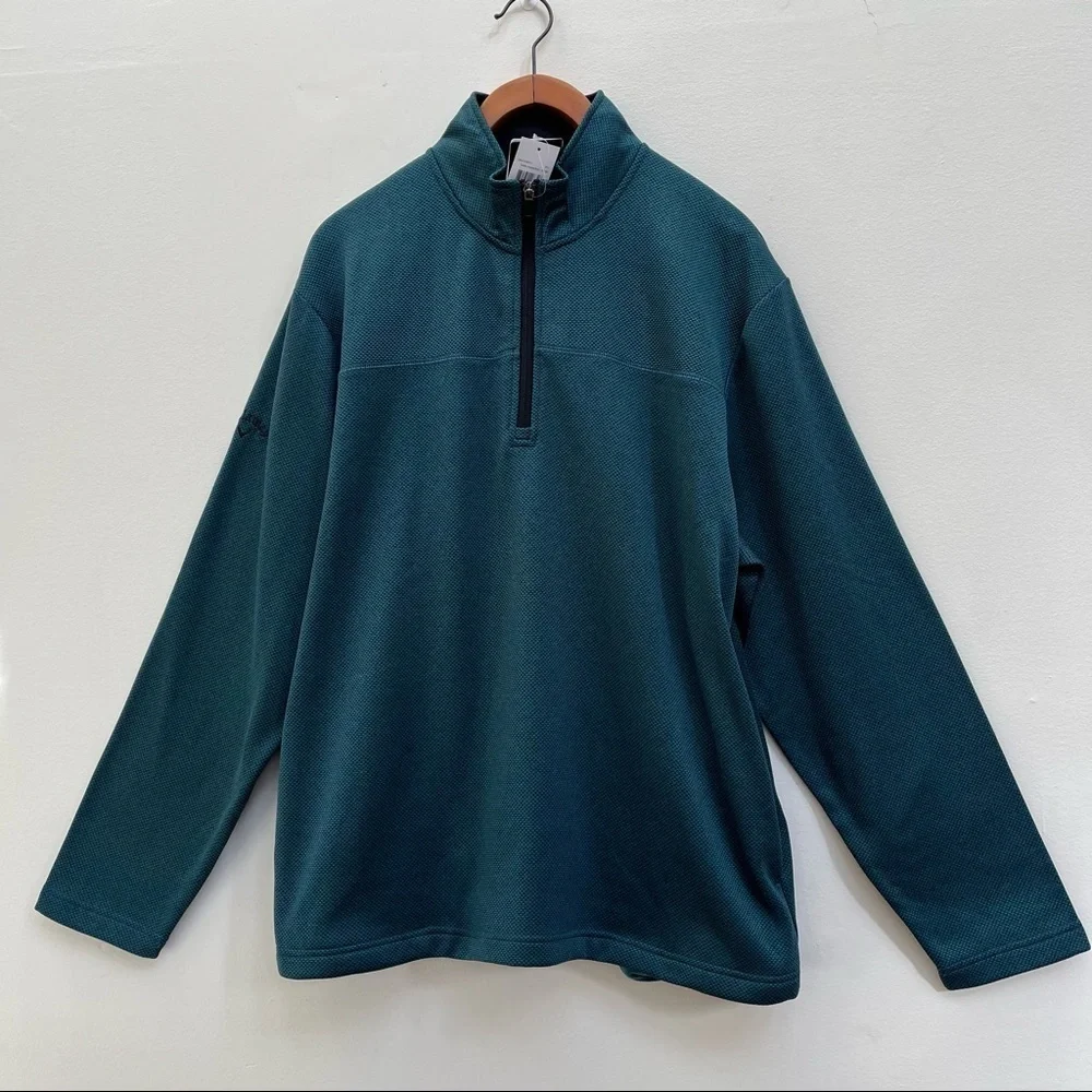 NWT Callaway 1/4 Quarter Zip Pullover Golf Weather Series Dark Green Teal Size L